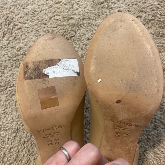 VINCE NUDE OPEN TOE WRAPPED HEEL WORN 1x Shoe in EUC US 7.5 - Picture 9 of 10